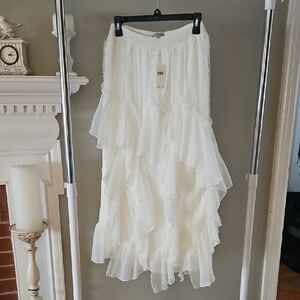 Kavita Bhartia For Anthropologie Elegant Ivory Ruffled Skirt
